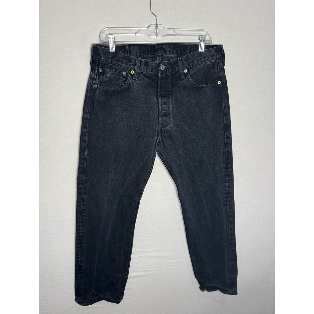 Levi's 501 Original Fit Jeans Mens 34x29 Black Button Fly Straight Leg Denim